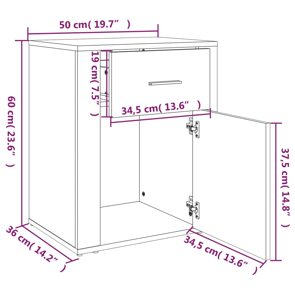 Nachttisch Sonoma-Eiche 50x36x60 cm Holzwerkstoff